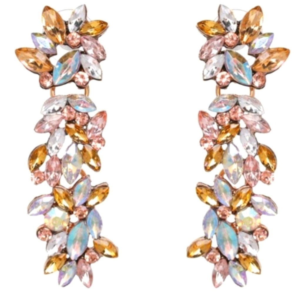 "Alivia"  Glamorous Light Pink Gold Crystal Sparkler Earrings